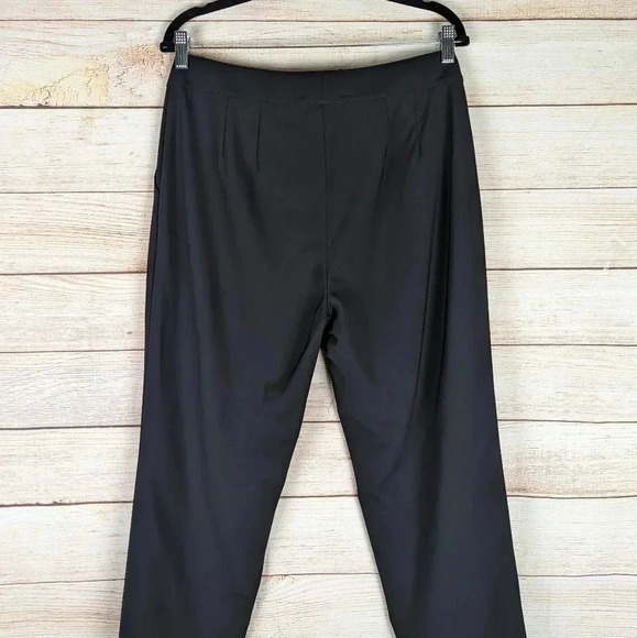 St. John Caviar Women’s Size 10 Straight Wide Leg Woolen Pants High Rise Black - Picture 10 of 12